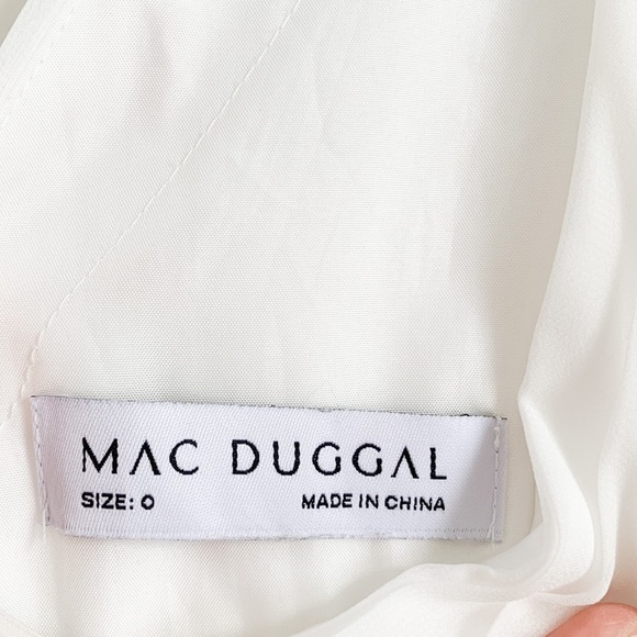 Mac Duggal White Ieena V-Neck Asymmetric Dress 0 - Picture 11 of 14